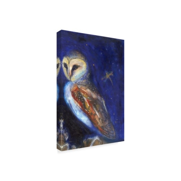 Nancy Moniz Charalambous 'The Owl And The Gold Leaf Dragonfly' Canvas Art,12x19